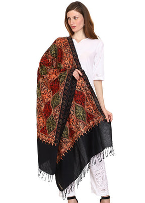 Black Acro Wool Matka Shawl - Indian Silk House Agencies