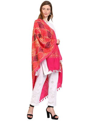 Rani Pink Zari Woven Ethnic Dupatta - Indian Silk House Agencies