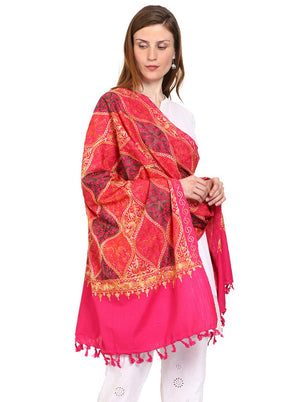 Rani Pink Zari Woven Ethnic Dupatta - Indian Silk House Agencies