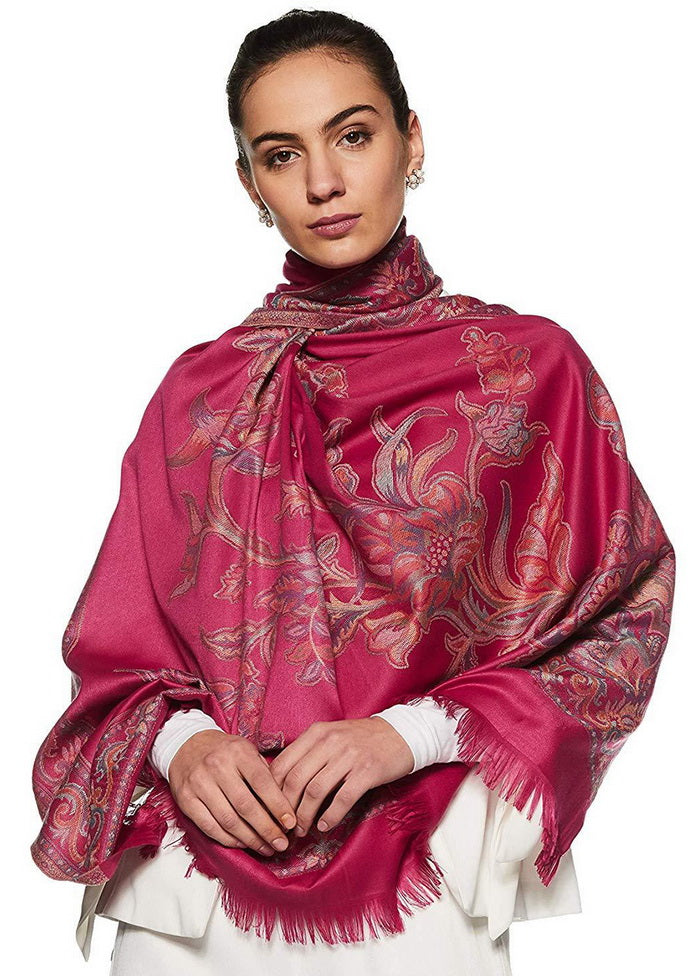 Pink Poly Wool Woven Shawl - Indian Silk House Agencies