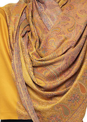 Mustard Poly Wool Woven Shawl - Indian Silk House Agencies