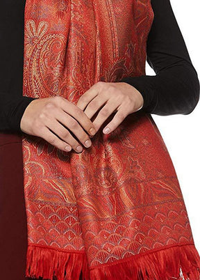 Maroon Poly Wool Woven Shawl - Indian Silk House Agencies