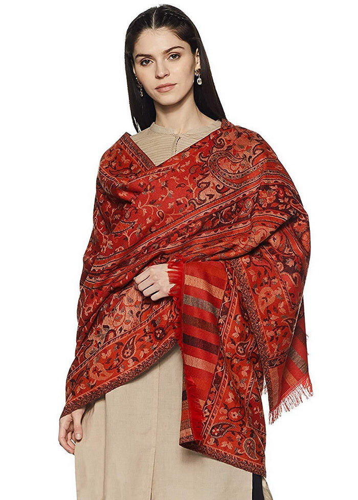 Maroon Poly Wool Kani Shawl - Indian Silk House Agencies