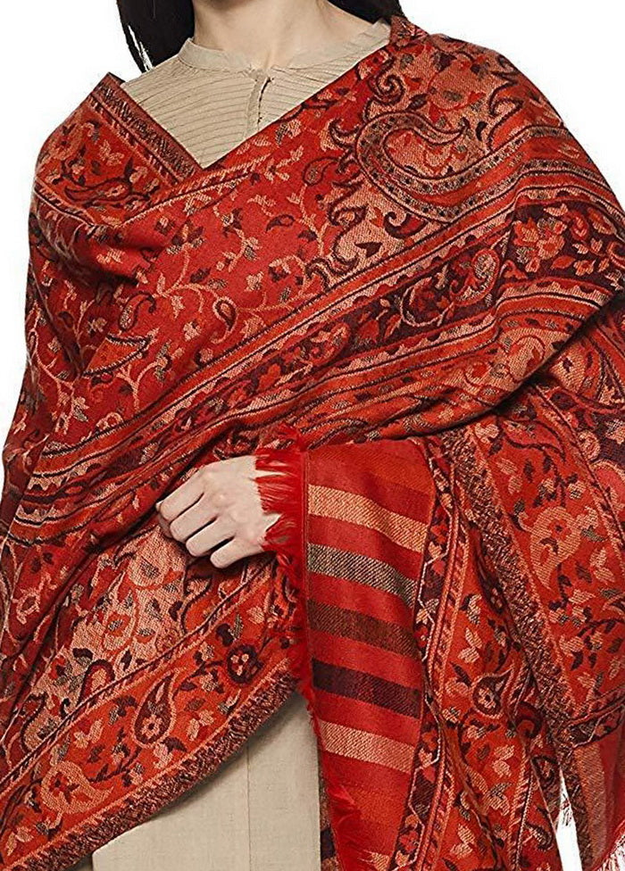 Maroon Poly Wool Kani Shawl - Indian Silk House Agencies