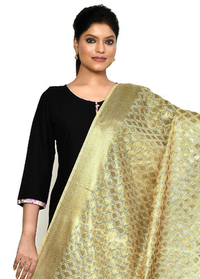 Beige Cotton Silk Zari Work Dupatta