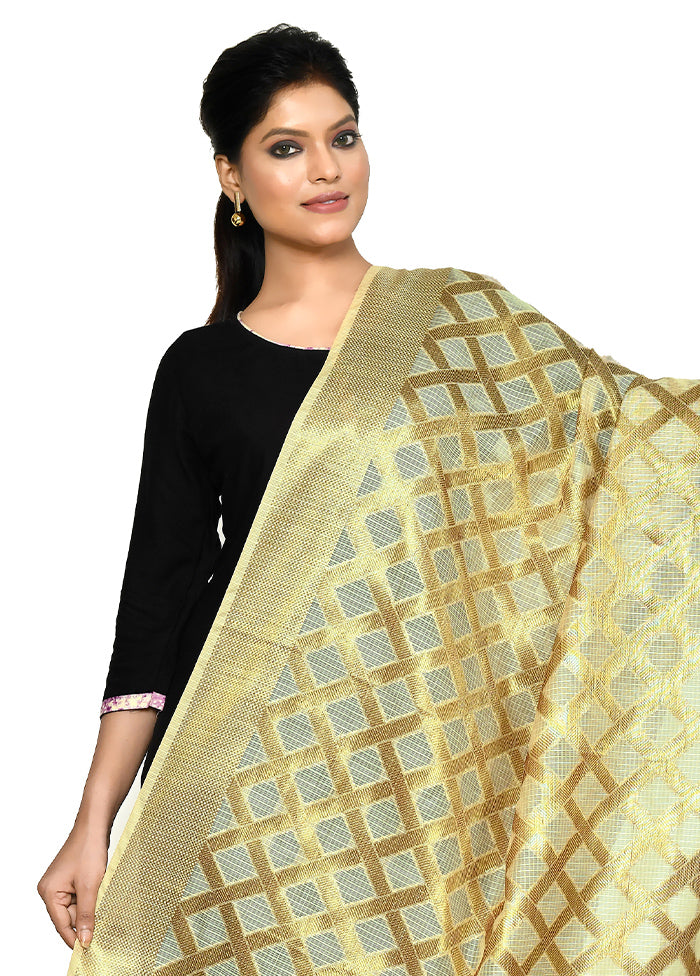 Beige Cotton Silk Zari Work Dupatta