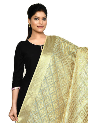 Beige Cotton Silk Zari Work Dupatta