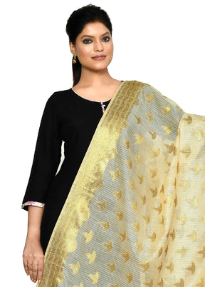 Beige Cotton Silk Zari Work Dupatta