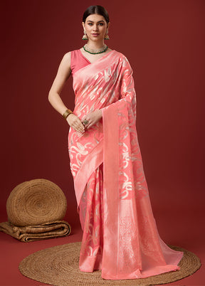 Pink Cotton Saree With Blouse Piece - Indian Silk House Agencies