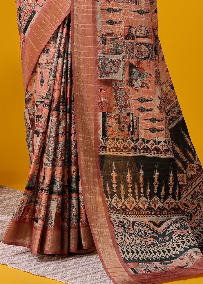 Brown Cotton Saree With Blouse Piece - Indian Silk House Agencies