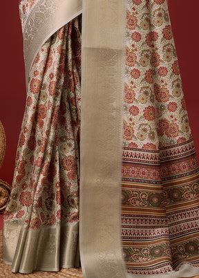 Brown Cotton Saree With Blouse Piece - Indian Silk House Agencies