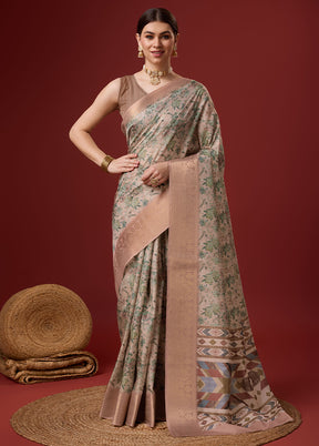 Brown Cotton Saree With Blouse Piece - Indian Silk House Agencies