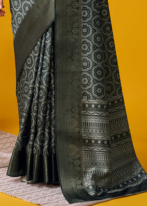 Dark Green Cotton Saree With Blouse Piece - Indian Silk House Agencies