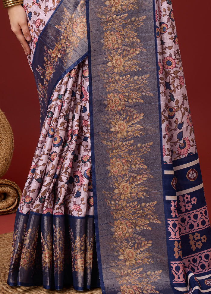 Light Pink Cotton Saree With Blouse Piece - Indian Silk House Agencies
