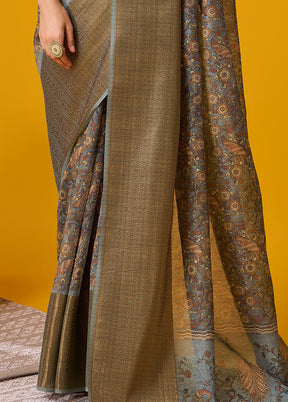 Grey Cotton Saree With Blouse Piece - Indian Silk House Agencies