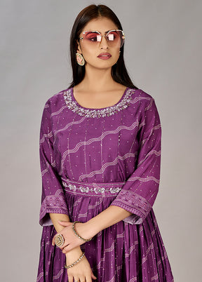 Purple Readymade Silk Gown - Indian Silk House Agencies