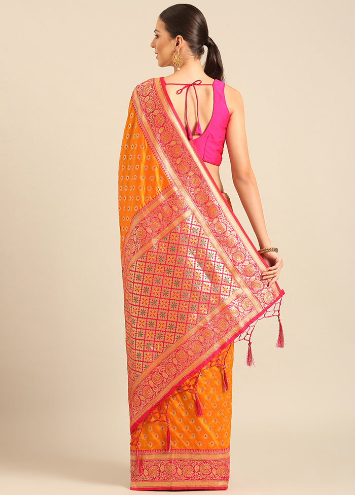 Mustard Banarasi Silk Saree With Blouse Piece