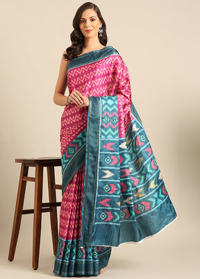 Magenta Cotton Saree With Blouse Piece