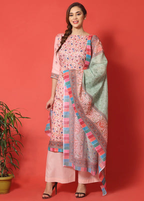3 Pc Pink Cotton Floral Print Unstitched Salwar Suit VDSL07122024 - Indian Silk House Agencies