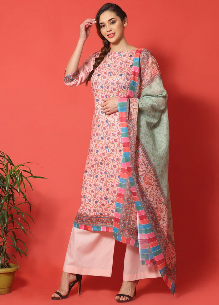 3 Pc Pink Cotton Floral Print Unstitched Salwar Suit VDSL07122024 - Indian Silk House Agencies