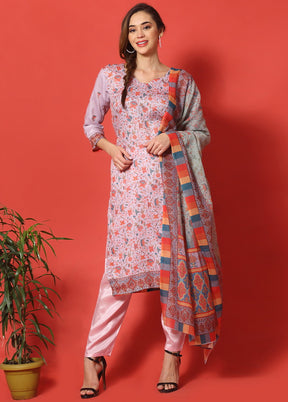 3 Pc Mauve Cotton Floral Print Unstitched Salwar Suit VDSL07122026 - Indian Silk House Agencies