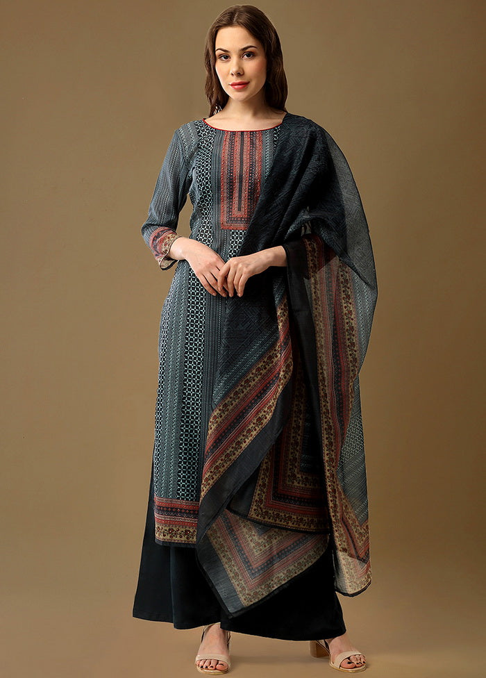 3 Pc Livid Unstitched Maheshwari Silk Suit Set VDSL180126 - Indian Silk House Agencies
