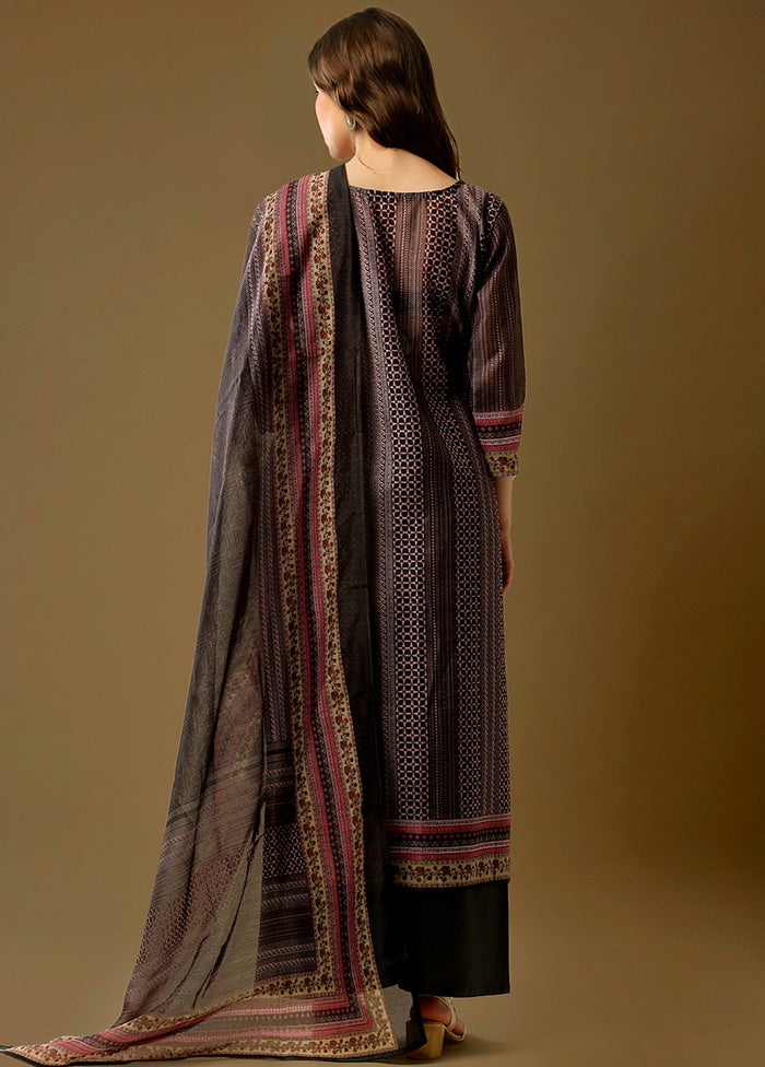 3 Pc Pink Unstitched Maheshwari Silk Suit Set VDSL180129 - Indian Silk House Agencies