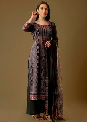 3 Pc Pink Unstitched Maheshwari Silk Suit Set VDSL180129 - Indian Silk House Agencies