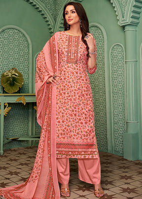 3 Pc Pink Unstitched Cotton Digital Suit Set VDSL28042026 - Indian Silk House Agencies