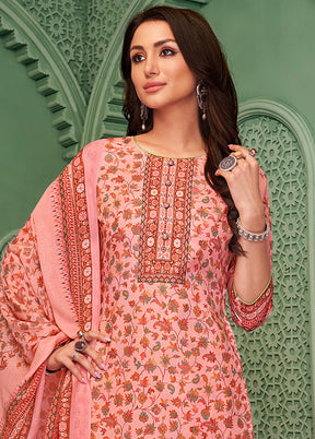 3 Pc Pink Unstitched Cotton Digital Suit Set VDSL28042026 - Indian Silk House Agencies