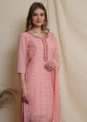 3 Pc Pink Unstitched Santoon Suit Set