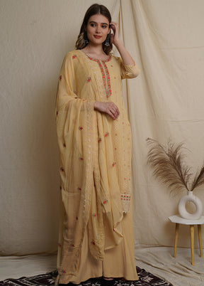 3 Pc Yellow Unstitched Santoon Suit Set