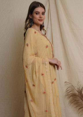 3 Pc Yellow Unstitched Santoon Suit Set