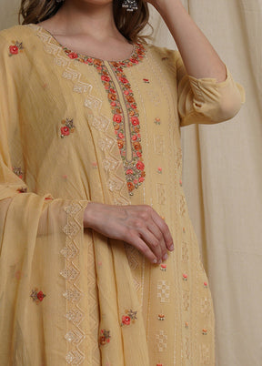 3 Pc Yellow Unstitched Santoon Suit Set