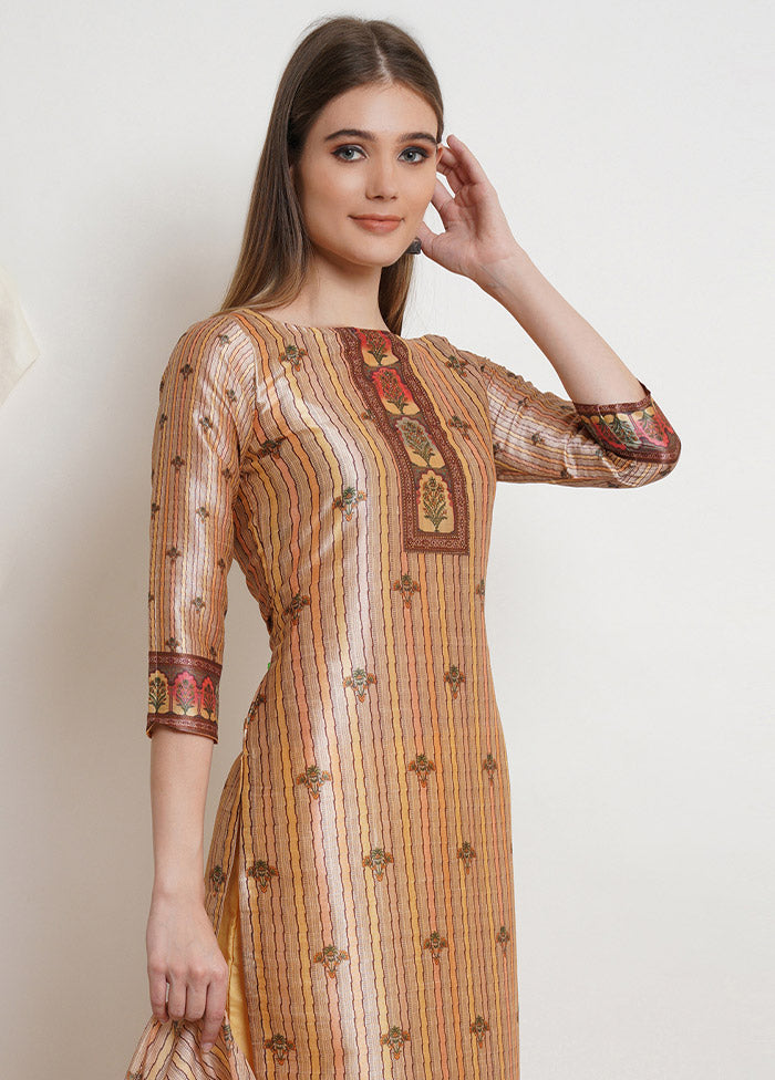 3 Pc Multicolor Unstitched Silk Suit Set