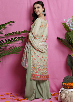 3 Pc Unstiched Green Salwar Suit Set With Dupatta VDSL0070622 - Indian Silk House Agencies