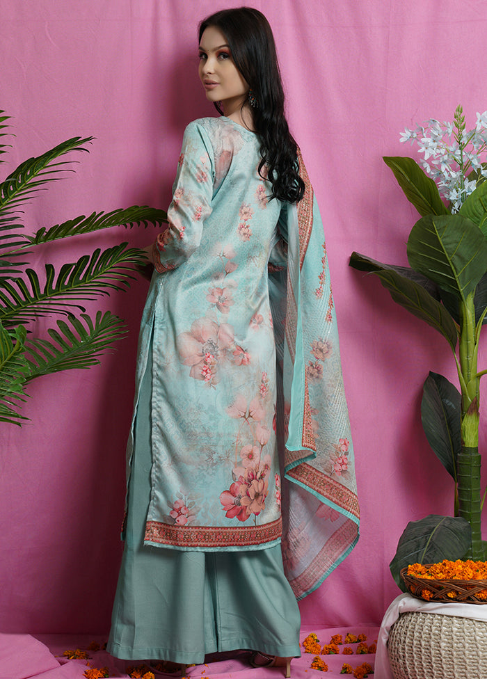 3 Pc Green Unstitched Salwar Suit Set With Dupatta VDSL018622 - Indian Silk House Agencies