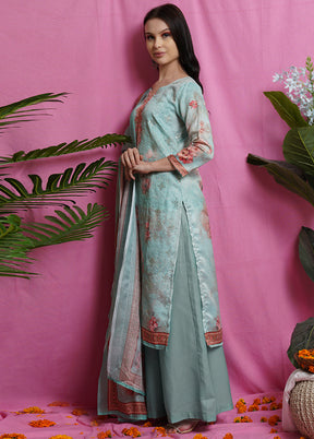 3 Pc Green Unstitched Salwar Suit Set With Dupatta VDSL018622 - Indian Silk House Agencies