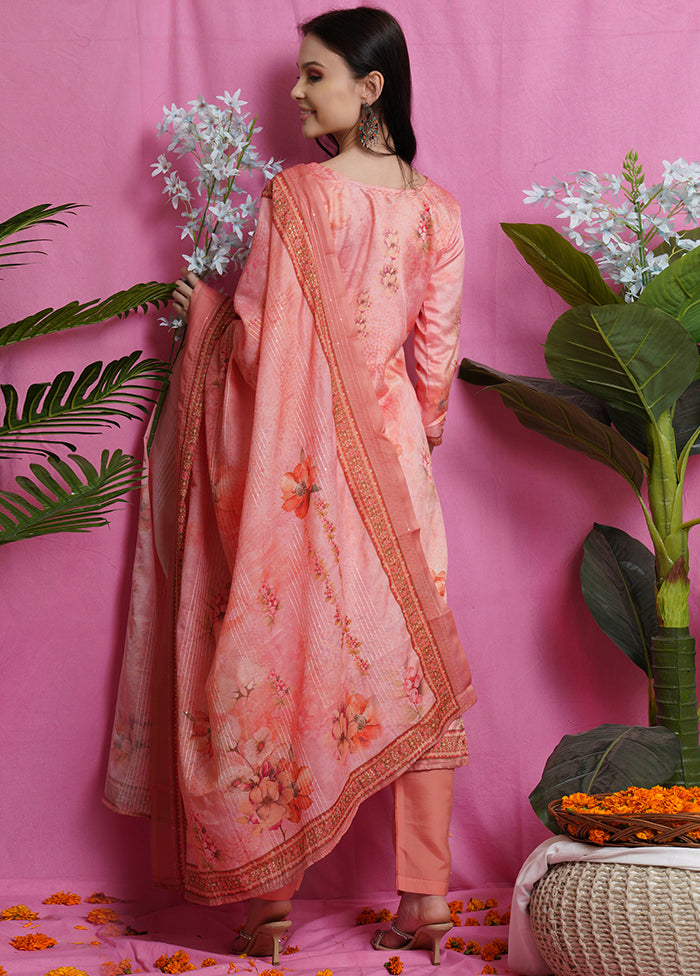 3 Pc Pink Unstitched Salwar Suit Set With Dupatta VDSL018623 - Indian Silk House Agencies