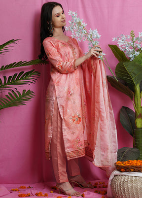 3 Pc Pink Unstitched Salwar Suit Set With Dupatta VDSL018623 - Indian Silk House Agencies