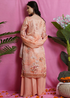 3 Pc Peach Unstitched Salwar Suit Set With Dupatta VDSL018625 - Indian Silk House Agencies
