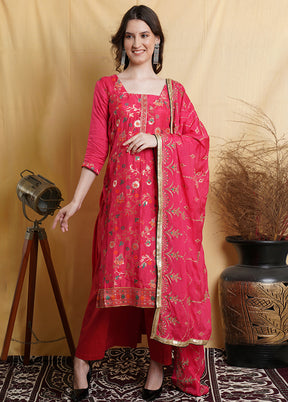 3 Pc Pink Unstitched Santoon Suit Set - Indian Silk House Agencies