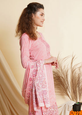 3 Pc Pink Unstitched Silk Suit Set