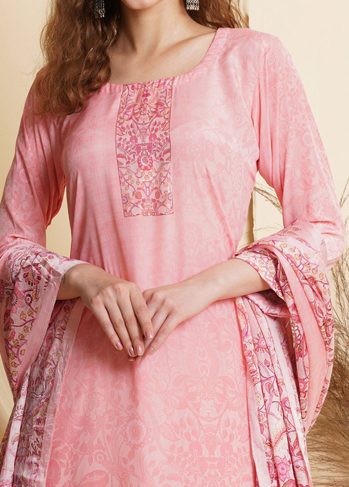 3 Pc Pink Unstitched Silk Suit Set