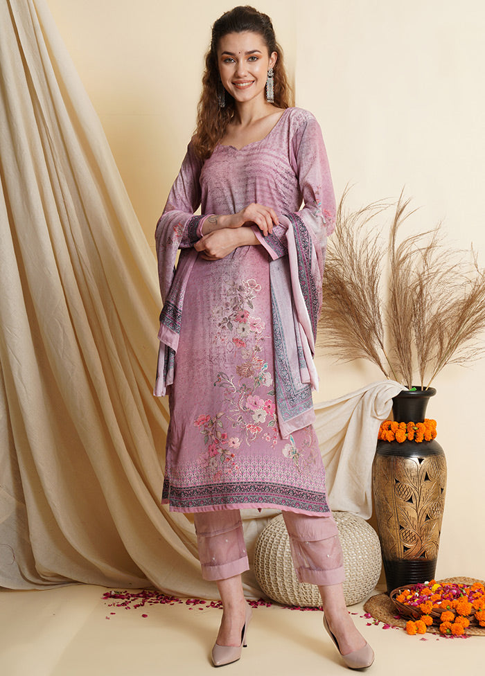 3 Pc Pink Unstitched Suit Set VDSL100040825 - Indian Silk House Agencies