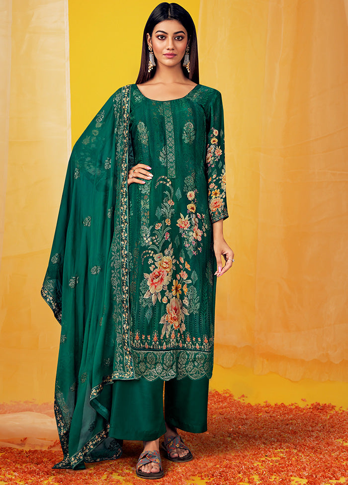 3 Pc Green Unstitched Georgette Suit Set With Dupatta VDSL269224 - Indian Silk House Agencies