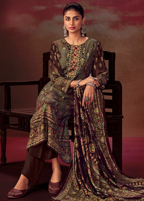 3 Pc Multicolor Unstitched Silk Suit Set With Dupatta VDSL1410243 - Indian Silk House Agencies