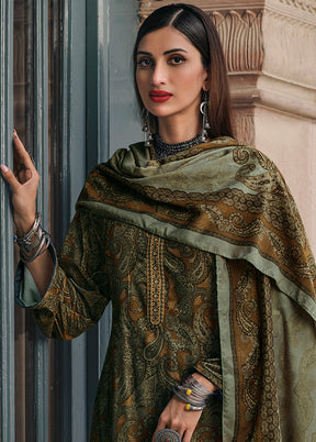 3 Pc Mustard Unstitched Silk Suit Set With Dupatta VDSL1410236 - Indian Silk House Agencies