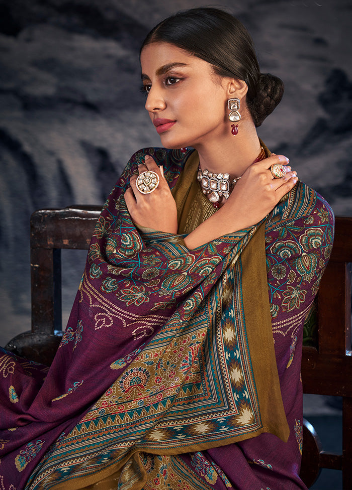 3 Pc Gold Unstitched Silk Suit Set With Dupatta VDSL1410248 - Indian Silk House Agencies