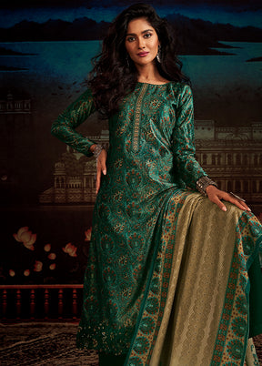 3 Pc Green Unstitched Velvet Suit Set With Dupatta VDSL1611230 - Indian Silk House Agencies
